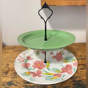 Floral Two-Tiered Serving Tray